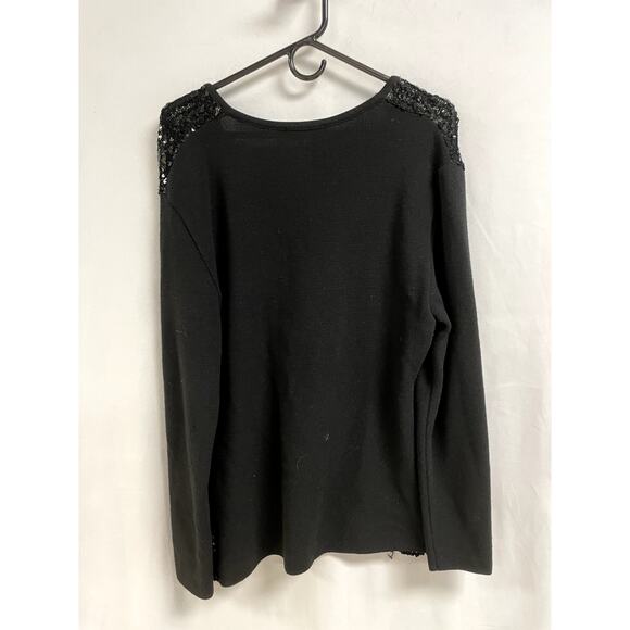 Vintage YSL YVES SAINT LAURENT Sequin Scoop Neck Knit Sweater Black Women's M/L - Picture 5 of 9